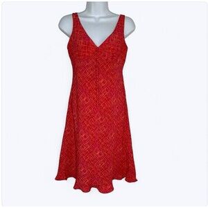 Vtg Express World Brand Babydoll‎ Dress Sz XS? Hot Pink Geometric Print Y2K 90s